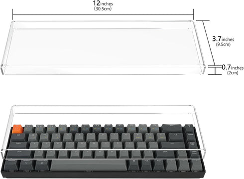 Geekria 65% Keyboard Dust Cover, Clear Acrylic Cover for 68 Key Mechanical Keyboards, Compatible with Keychron K7, K6
