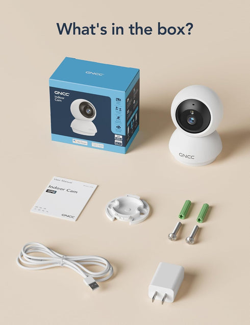 GNCC 2K 2.4/5GHz, 2-Way WiFi Cameras for Home Security, Security Camera Indoor, Baby/Pet Camera with Phone App, Motion
