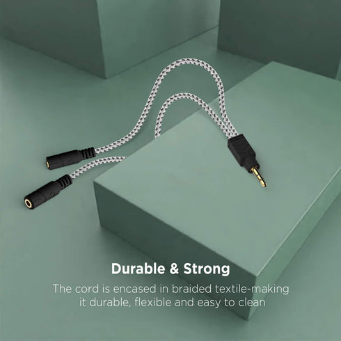 DUKABEL Headphone Stereo Splitter Cable, 3.5mm Dual Headphone Jack Connector for Headphones, Earphones, Speakers (Zebra
