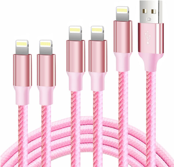 Cugunu iPhone Charger 5 Pack: MFi Certified 3/3/6/6/10FT Nylon Braided Fast Charging Cable for iPhone 14/13/12/11/SE -
