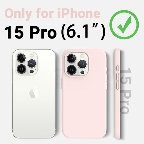 AOTESIER iPhone 15 Pro Case - Shockproof Liquid Silicone, Slim 6.1" Cover with Soft Anti-Scratch Lining - Chalk Pink