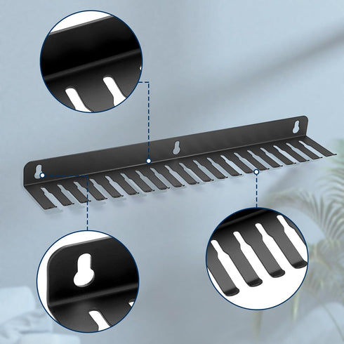 Sumnacon Wall Mountable Cable Hanger Organizer - 2 Pcs Steel Rack with 19 Cable Slots, Sturdy Black Cord Holder