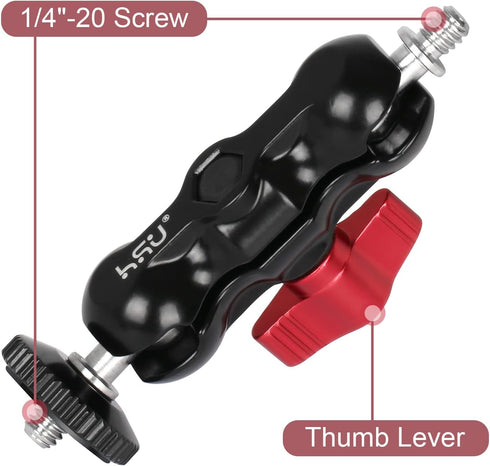 HSU Magic Arm with Dual Ball Head, Aluminum Alloy Adjustable Universal Extension Magic Arm for Monitor, Microphone
