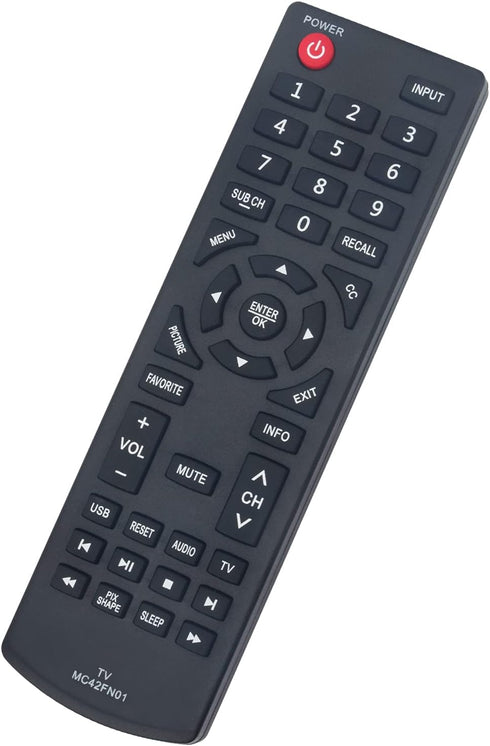 MC42FN01 Replacement Remote Control for Sanyo TV LED LCD HDTV Models FW24E05F, FW32D25T, FW48D25T, FW42D25T, FW65D25T