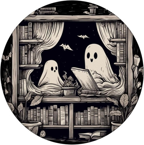 Spooky Ghosts Reading Books Library Bookworm Retro PopSockets Standard PopGrip