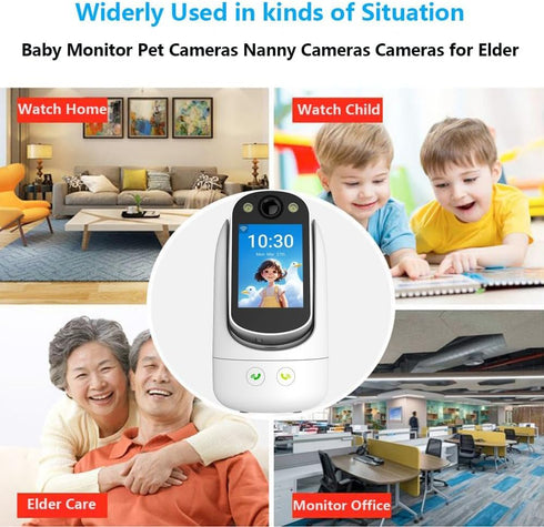 Video Call Security Camera Indoor, Nanny Camera Baby Monitor, 2-Way Video Call, 1080P 2.8 inch HD Screen