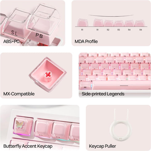 EPOMAKER Set 123 61/68/84/87/98/100/104-Key Lusterfly Jelly Keycaps - Keys Double-Shot Laser Engraved, MDA Profile