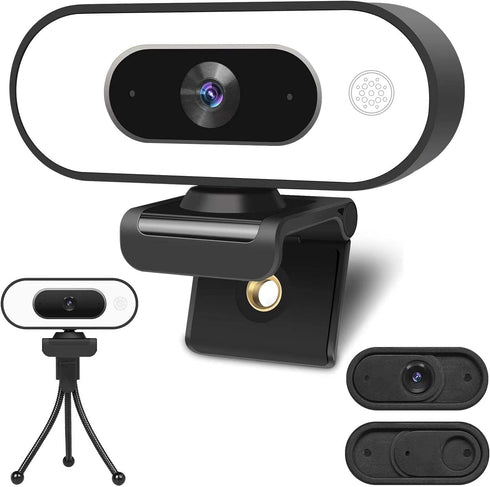 ToLuLu Webcam with Ring Light Microphone - Streaming Web Camera, 1080P Full HD