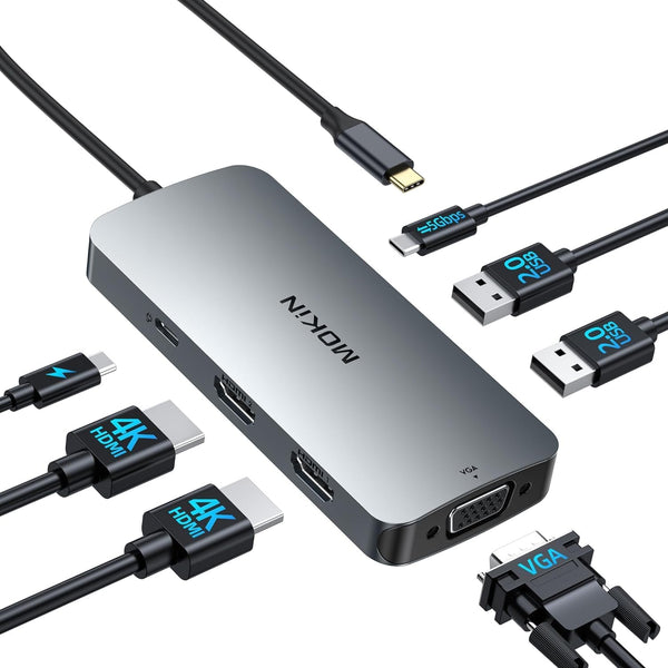 imokin USB C Docking Station Dual Monitor, 7 in 1 USBC to Dual