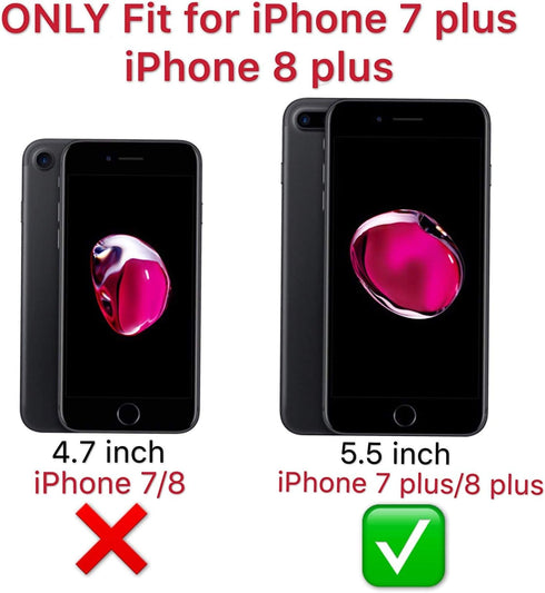 ORETECH iPhone 8 Plus/7 Plus Case, 360° Full Body Hard PC Silicone with 2 Pack 9H Tempered Glass Protector, Rosegold
