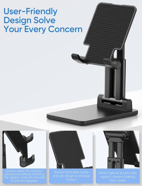 ARZOPA Cell Phone Stand, Adjustable Phone Holder for Desk, Foldable Design, Compatible with iPhone, iPad, Surface Pro