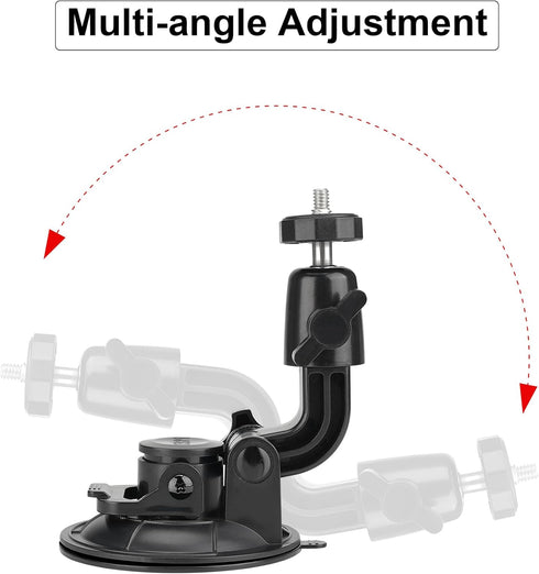 Heavy Duty Super F90mm Suction Cup with Adjustable Dual-Ball-Head Mount for GoPro, Dash Cam