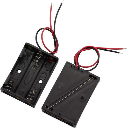 6 Pieces 3 Slots AAA Battery Case Holder, 1.5V Battery Spring Clip Storage Box with 6 inches Wire Leads
