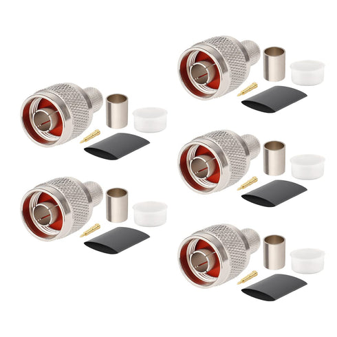 XRDS -RF 5 Pack N Male Crimp Connector 50 ohm Plug for LMR400 Belden 9913 RG8