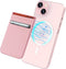 imluckies Magnetic Wallet for iPhone MagSafe, Pink Double Stretchy Fabric Pocket Wallet, Magnet Credit ID Card Holder