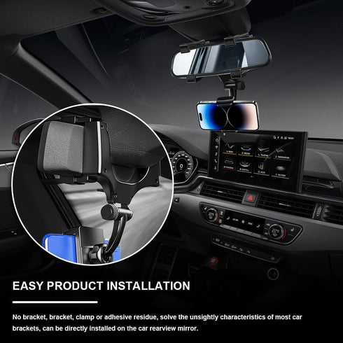 PACLVIO 270 11 12 13 14 Rear View Mirror Phone Holder Mount, Car Phone Bracket/Stand with Swivel and Adjustable Clips