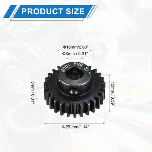 1M 27T 40 1.14" 1.1" 8mm MECCANIXITY Chrome Steel Motor Pinion Gears, x RC Motor Gears Fits Shaft Bore for RC Vehicles