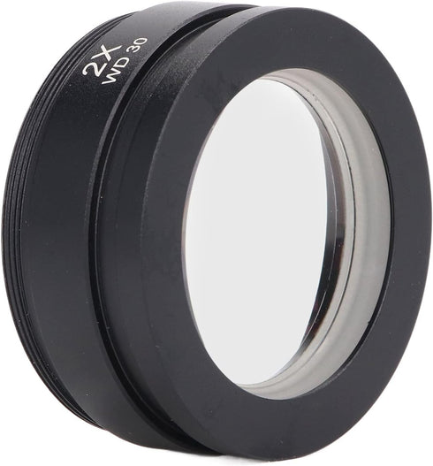 2X Auxiliary Objective Lens, Aluminium Alloy WD30 2X Barlow Lens for Stereo Microscope