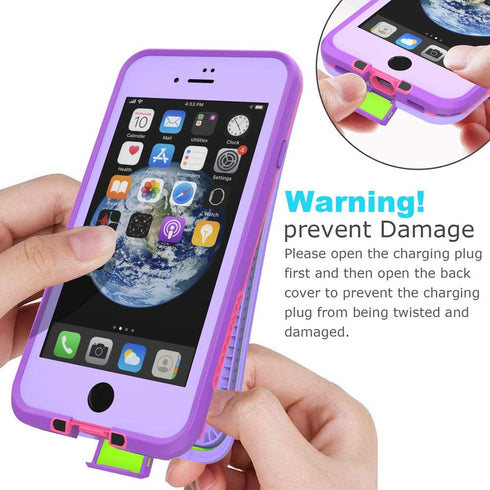 iPhone SE 2020/iPhone 8 Waterproof Case, IP68 Full-Body Sturdy, Built-in Screen Protector, Shockproof - Purple