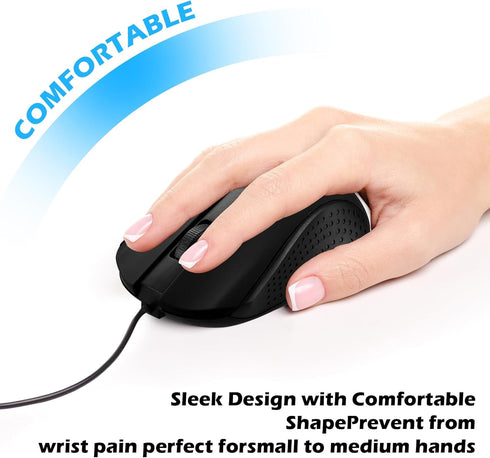 SUNYIWJIE 12 Pack (12) Wired Mouse Bulk Computer Mouse Wired with Ergonomic Design Computer Mice Plug and Play USB