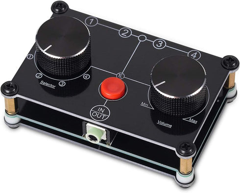Little Bear MC104 Mini Audio Switcher, 4-Way 3.5mm AUX Stereo Selector, Switch Box Splitter for