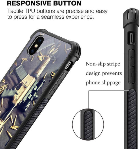 CARLOCA Compatible with iPhone XR Case, Military Pattern Design, Shockproof Anti-Scratch Hybrid Case (Black)