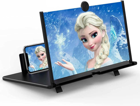 18" Screen Magnifier for Cell Phone, 3D HD Enlarger Projector for Movies and Gaming, Foldable Phone Stand