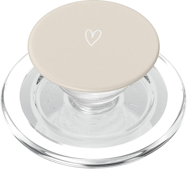 PopSockets PopGrip for MagSafe, Sand / Beige / Tan Heart Minimalist Love