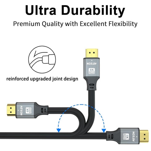 25 4K 18Gbps 2.0, PS5/PS4, FT HDMI Cable, High Speed HDMI Ultra HD, Ethernet, ARC, HDR Compatible with Xbox, HDTV
