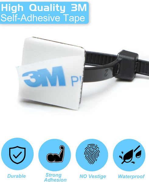 3/4" Zip Tie Mounts, 120PCS Self Adhesive Cable Tie Mounts for Cable Management Indoor Outdoor (Black)