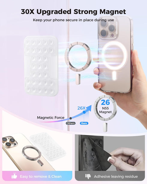SUPERONE 17/16/15/14/13/12 Magnetic Suction Phone Mount for MagSafe Case, Magnetic Silicone Sticky Phone Grip Holder