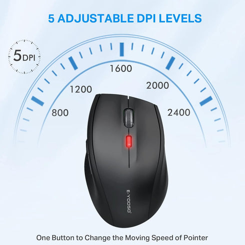 E-YOOSO Bluetooth Wireless Mouse, Bluetooth 5.0 & 3.0, 2.4GHz Ergonomic Optical Mouse with USB Nano Receiver, 5