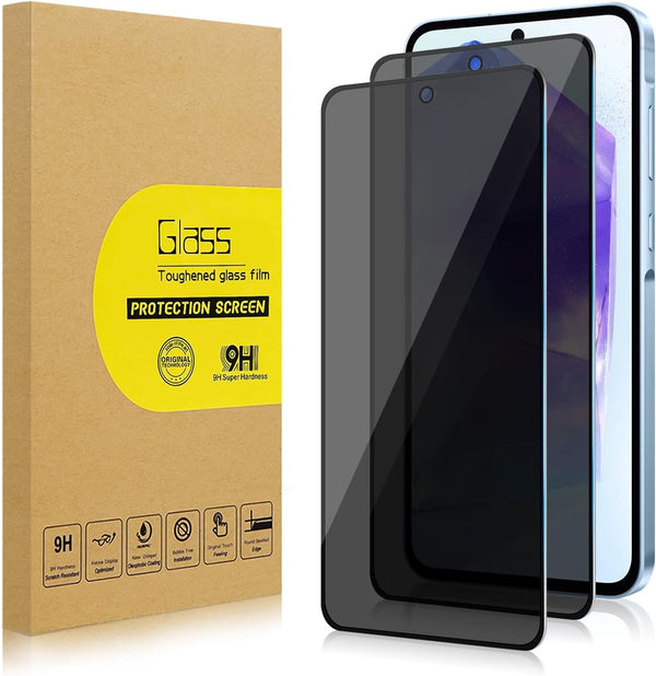 2 Pack Privacy Screen Protector for Samsung Galaxy A55/A35, Anti-Spy Tempered Glass, Ultra HD, Anti-Scratch, Bubble-Free