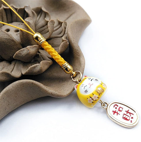 JIARUN Ceramic Lucky Cat Mobile Phone Pendant DIY Mobile Phone Pendant Lucky Pendant Creative Nafu Lucky Cat Bag U Disk