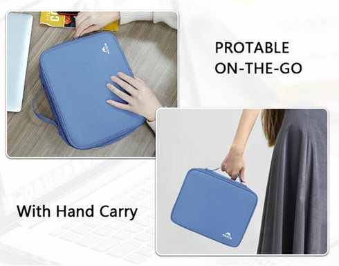 MATEIN Electronics Organizer Bag, Double Layers Tech Organizer with Handle for Cable, Charger, Phone, Ipad Mini, Blue