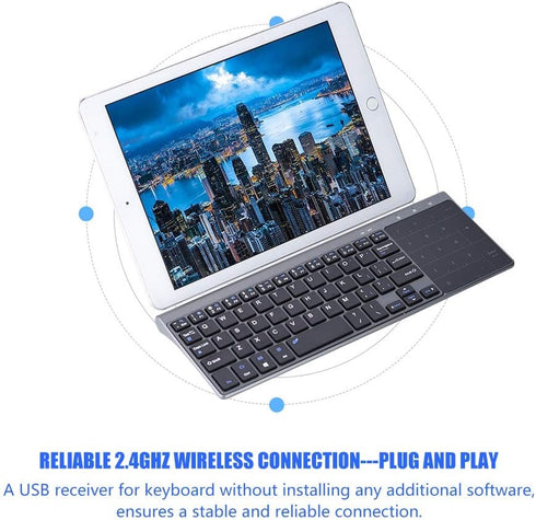 2.4Ghz Mini Wireless Keyboard with Touchpad, Portable Ultrathin Numeric Keypad Remote Keyboard Mouse Combo.
