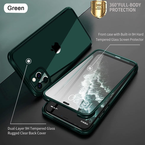 UBUNU for iPhone 12 Pro Max Case with Screen Protector, 360 Full Body Protection Dual Layer Clear Cover, Green