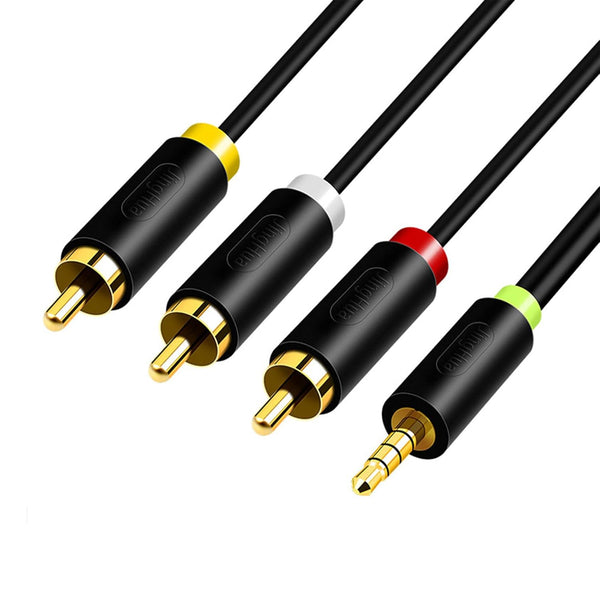 3.5mm to 3 RCA Audio Video Cable, 5ft Bi-Directional AUX to RCA