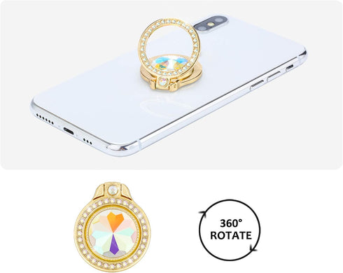 Glitter Bling Bling Phone Ring Holder, Sparkle Phone Ring Artificial Diamond Kickstand for Almost All Phones, Pad (Gold)