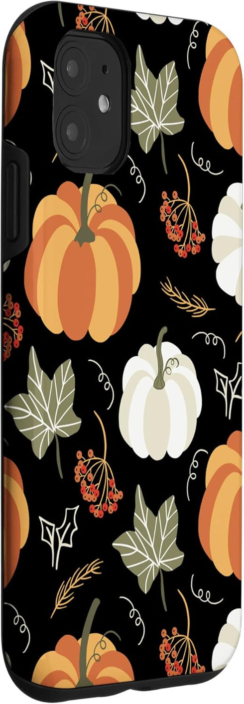 iPhone 11 Case - Autumn Falling Leaves and Pumpkin Spice Harvest, Happy Fall Design