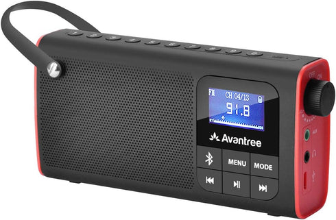 Avantree SP850 Rechargeable Portable FM Radio with Bluetooth Speaker and SD Card MP3 Player, 3-in-1, LED Display,