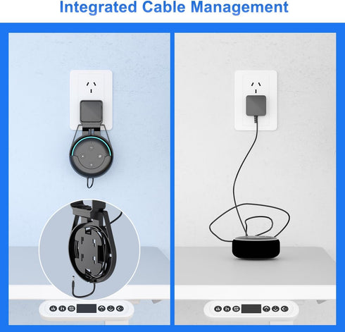 suptek Wall Mount Holder for Echo Dot 3rd Gen, Outlet Stand for Alexa with Built-in Cable Management, Wall Screw or