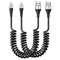 Coiled Lightning Cable 3ft, 2 Pack - Apple MFi Certified Charger for iPhone 14/13/12/11 Pro Max, iPad, CarPlay.