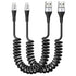 Coiled Lightning Cable 3ft, 2 Pack - Apple MFi Certified Charger for iPhone 14/13/12/11 Pro Max, iPad, CarPlay.