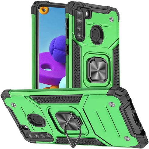 HNHYGETE Phone Case for Galaxy A21, Military Grade 360° Rotatable Kickstand Shockproof Protective Case
