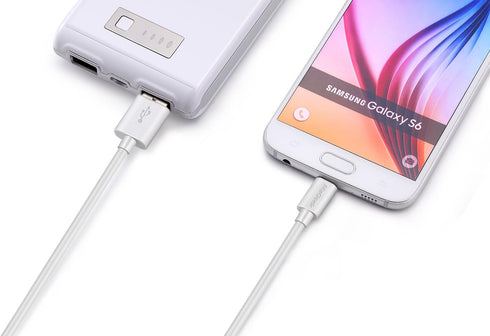 Premium 10ft Micro USB Cable - High Speed USB 2.0 A Male to Micro B for Samsung, HTC, LG, Google & More (White)