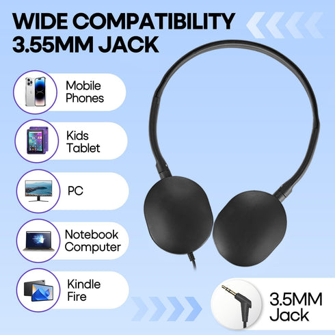 Kids Headphone Bulk 25 Pack, Multi Color for Classroom School, Durable Earphones Class Set for Students and Adults