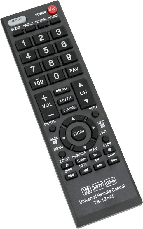New TS-12+AL Universal Remote Control for Toshiba TV, Fits CT-90275, CT-90326, CT-90302, CT-90366, CT-90325, CT-90329,
