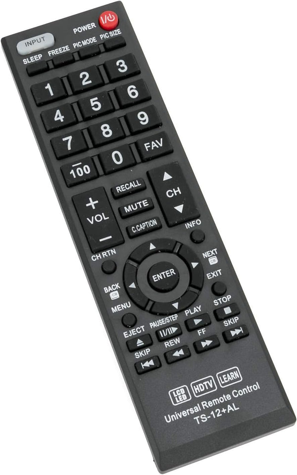 New TS-12+AL Universal Remote Control for Toshiba TV, Fits CT-90275, CT-90326, CT-90302, CT-90366, CT-90325, CT-90329,
