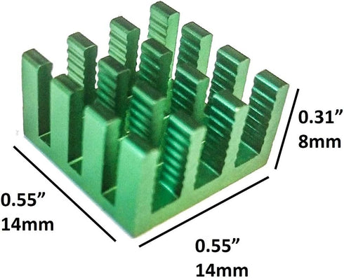 Easycargo 10pcs 14mm Heatsink + 3M 8810 Thermal Conductive Adhesive Tape for Cooling GPU Chips (Green 14mm)
